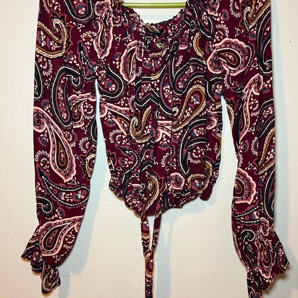 Wrangler Burgundy Paisley Blouse